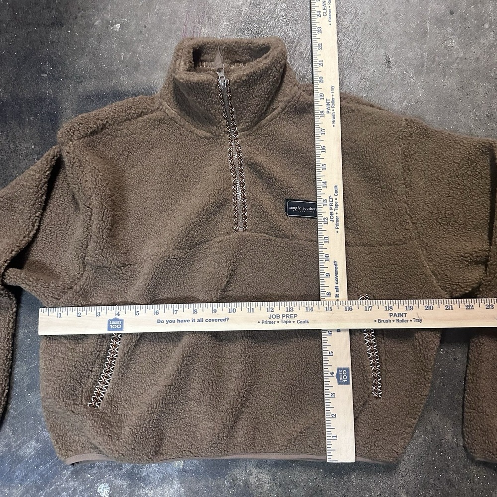 Simply Southern Sherpa Pullover Womens S Crop UGG Quarter Zip Brown Tasman NWT - Picture 8 of 8